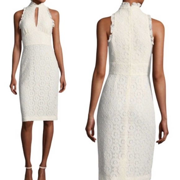 Anthropologie Dresses & Skirts - Anthropologie Shoshanna Dress High Neck Lace Sheath Ivory 2P